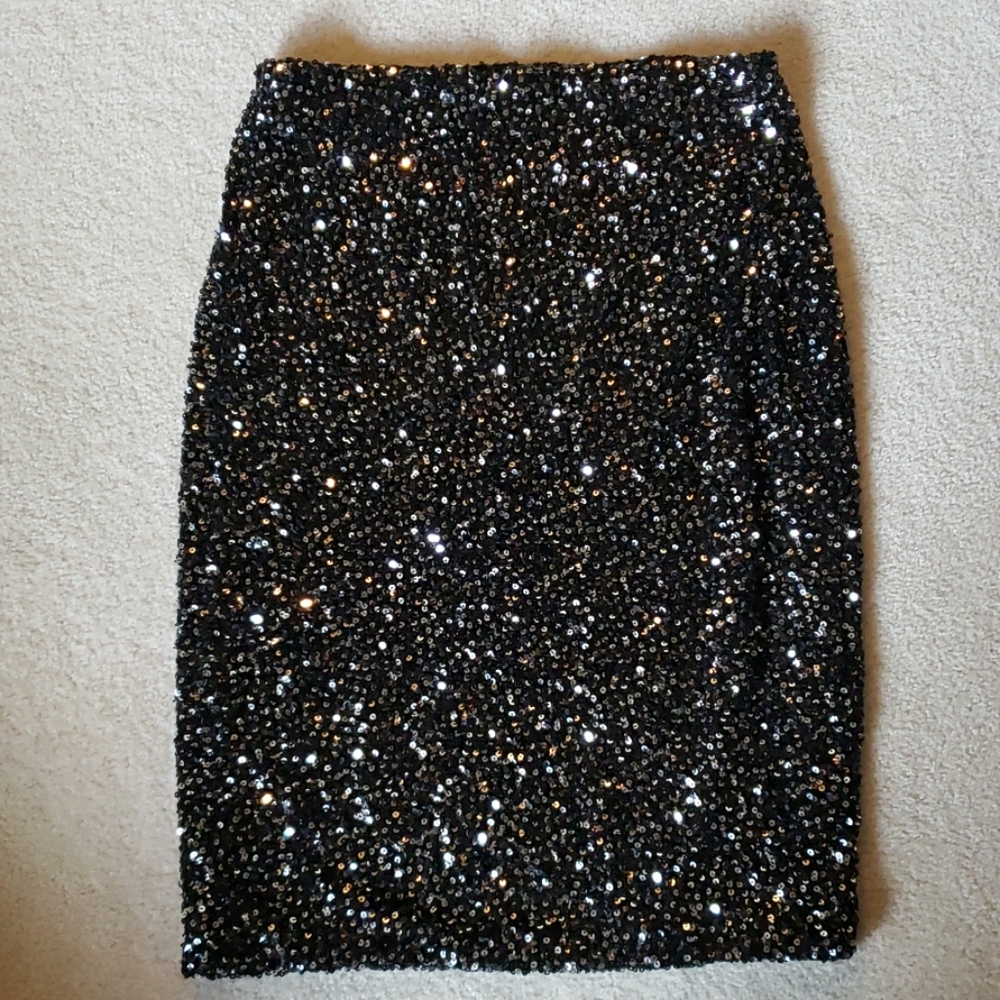 GAP Black Silver Sequin Skirt